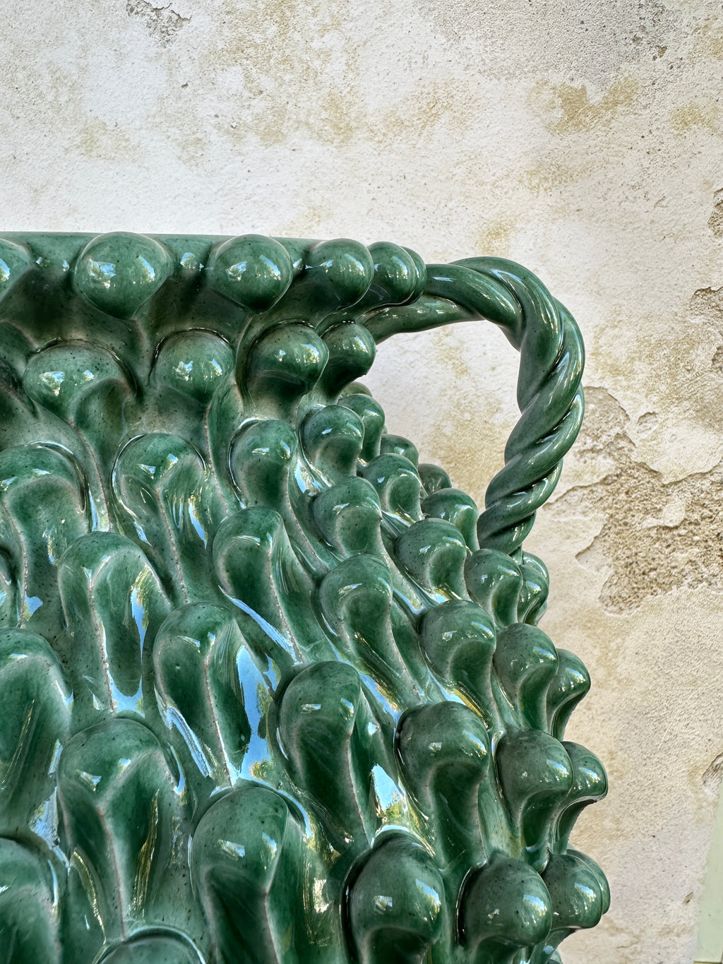 Large Pigna Style Vase with Handles - Sage
