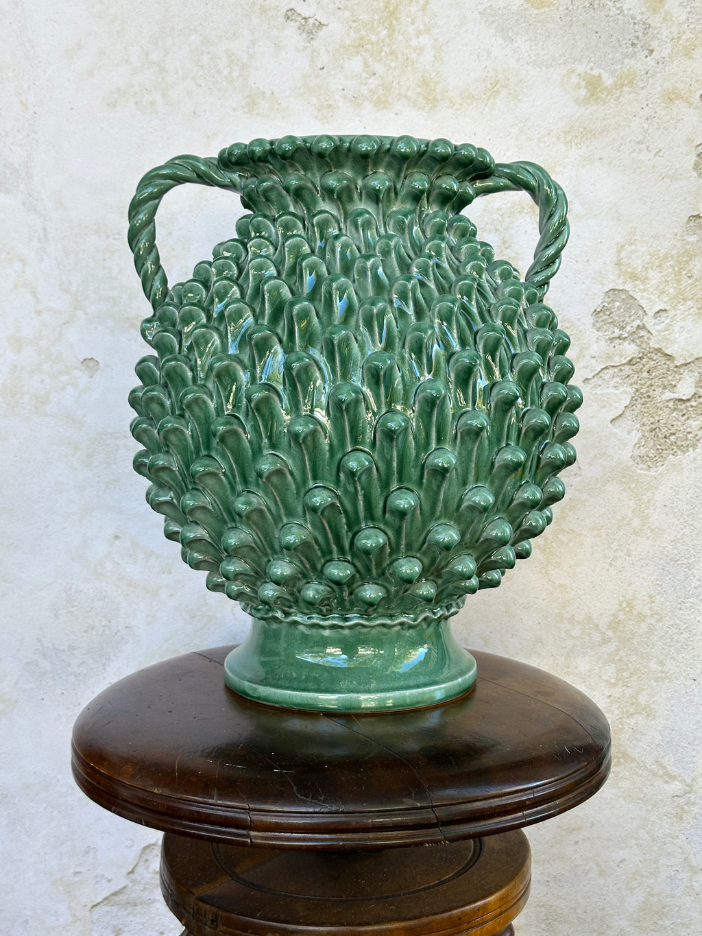 Large Pigna Style Vase with Handles - Sage