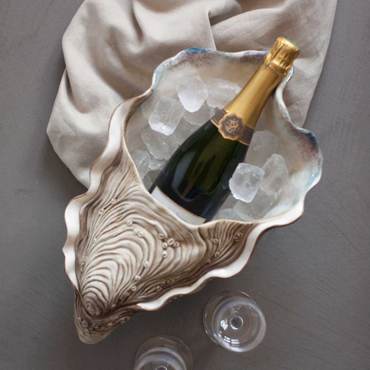 Ceramic Oyster Centerpiece/Wine Chiller
